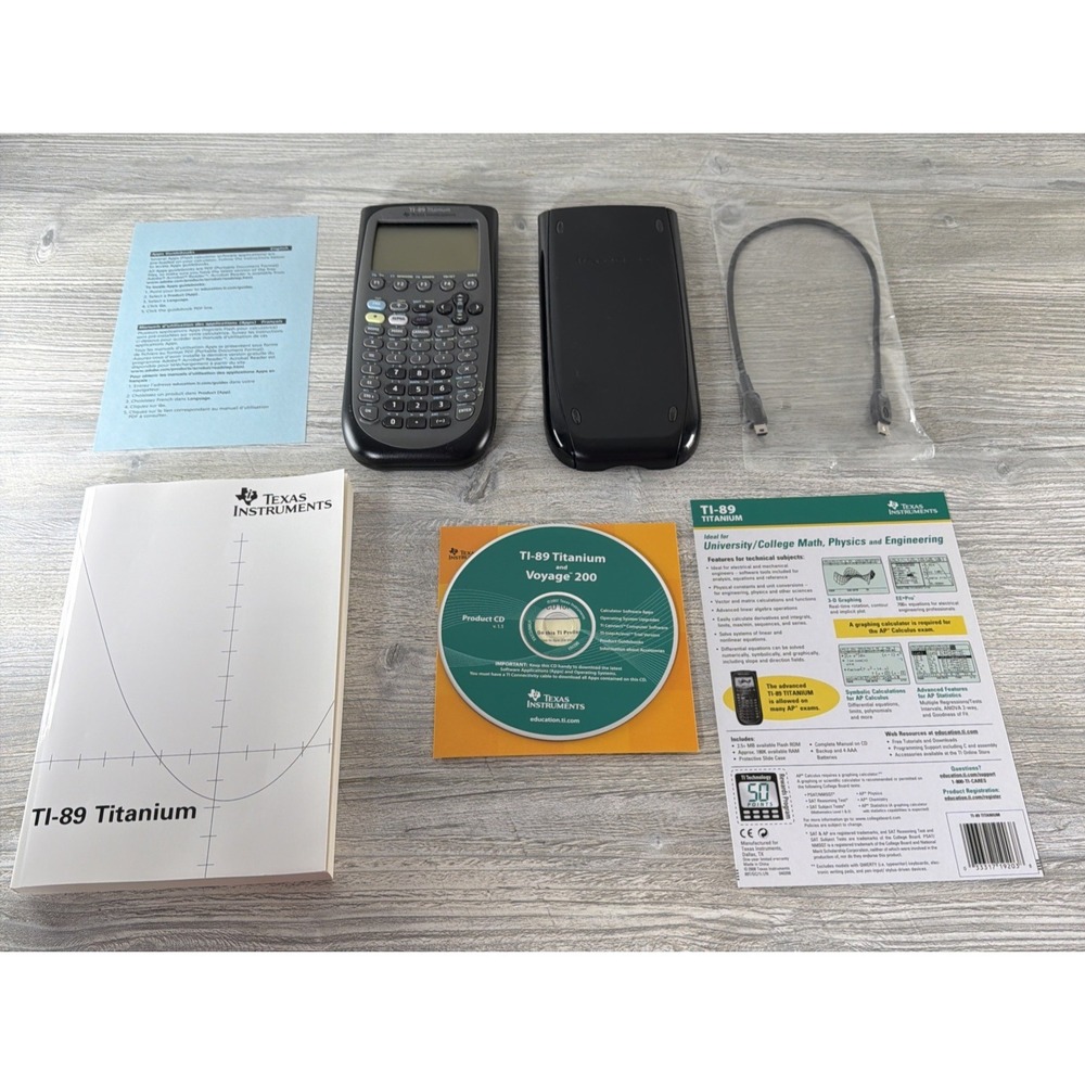 Texas Instruments TI-89 Titanium Graphing Calculator W/ Slide Case & CD Manual
